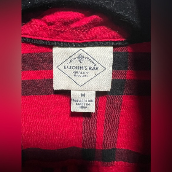 St. John’s Bay, red and black flannel, button-down shirt size medium NWT - Picture 6 of 8